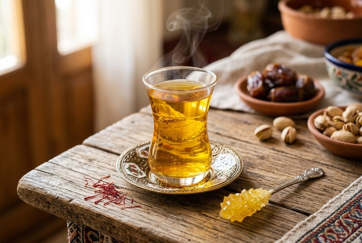 طرز تهیه چای زعفرانی اصیل؛ رنگ طلایی و عطر ماندگار بدون تلخی